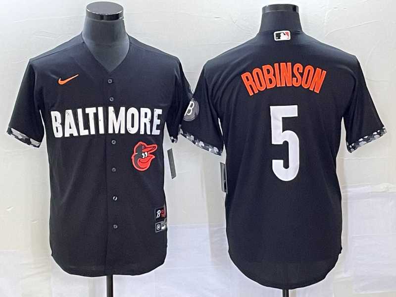 Men's Baltimore Orioles #5 Brooks Robinson Black 2023 City Connect Cool Base Stitched Jerseys